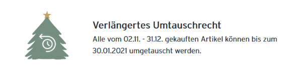 Verlängertes Umtauschrecht