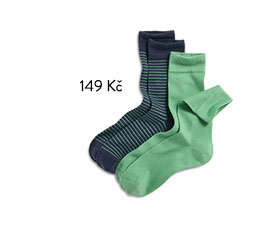 Pánské ponožky, zelené a modré s proužkem a melírem, 2 ks 