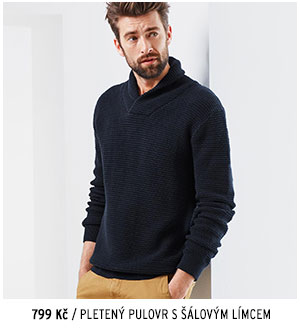 Pletený pulovr s šálovým límcem