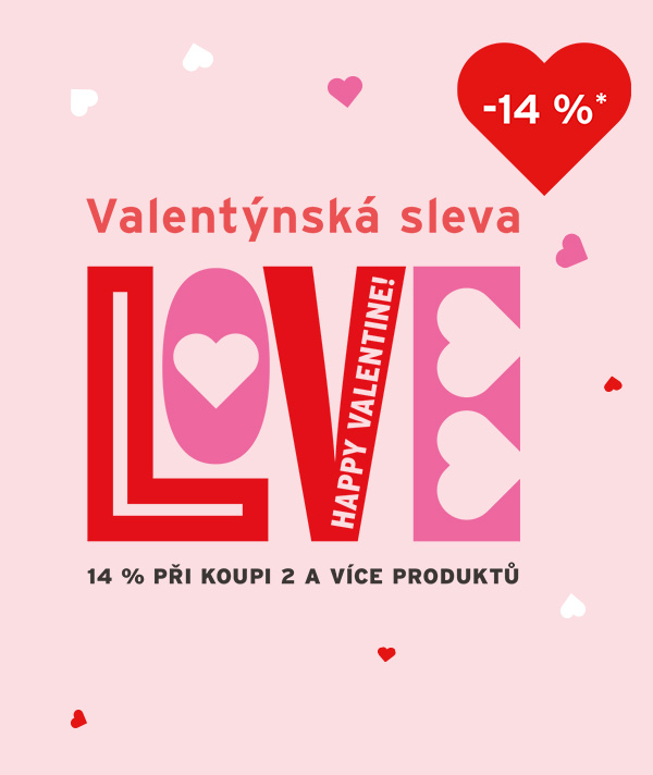 Valentýnská sleva 14 % při koupi 2 ks